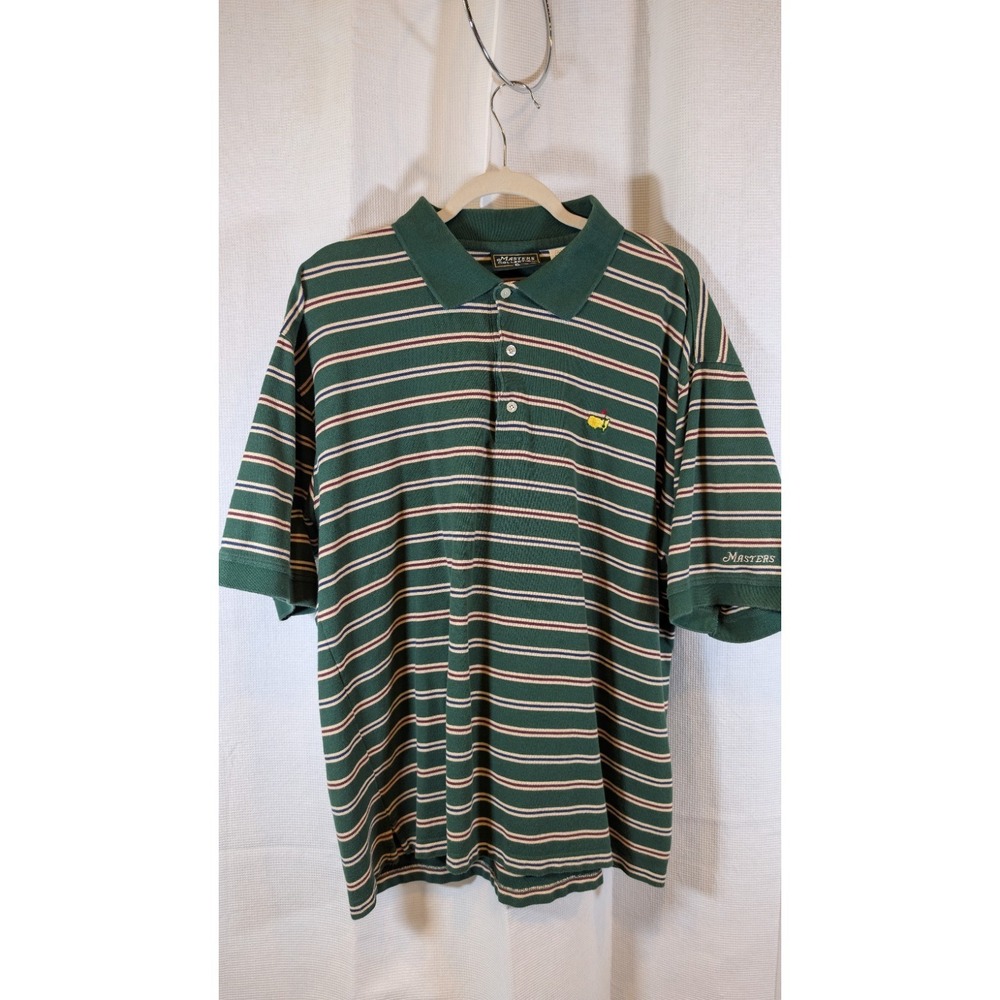 Vintage Masters Collection Golf Polo Shirt Men's XL Green Striped Augusta